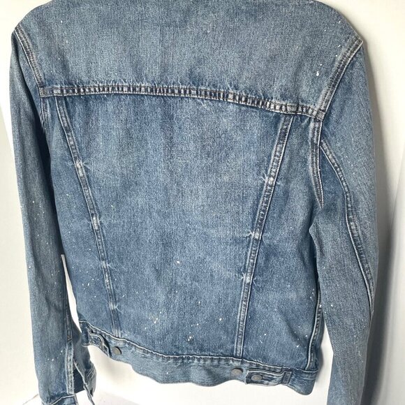 Polo Ralph Lauren Mens Trucker Jacket Small Paint Splatter Denim Blue Classic - Picture 3 of 6